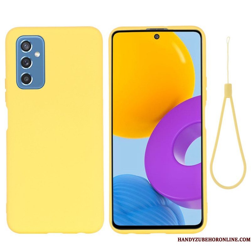 Hoesje voor Samsung Galaxy M52 5G Met Ketting Vloeibare Siliconen Met Bandjes