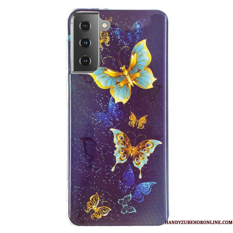 Hoesje voor Samsung Galaxy S21 5G Fluorescerende Vlinders Serie