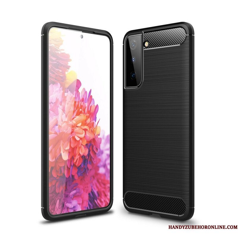 Hoesje voor Samsung Galaxy S21 5G Geborstelde Koolstofvezel