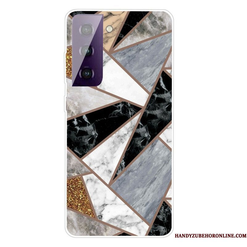 Hoesje voor Samsung Galaxy S21 FE Variabel Geometrisch Marmer