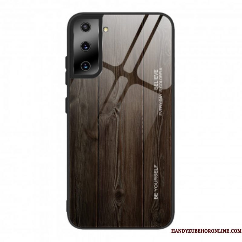 Hoesje voor Samsung Galaxy S21 Plus 5G Houtdesign Gehard Glas