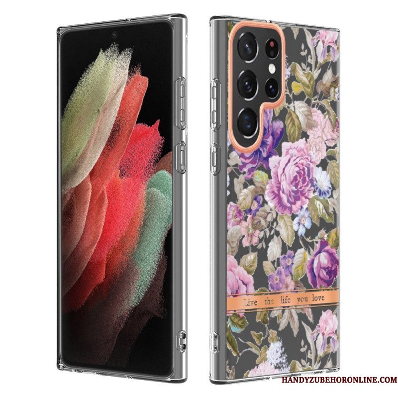 Hoesje voor Samsung Galaxy S22 Ultra 5G Bloemen Leven Het Leven Waar Je Van Houdt