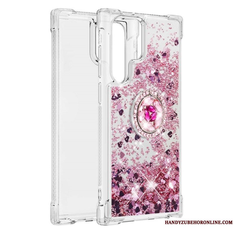 Hoesje voor Samsung Galaxy S22 Ultra 5G Glitter Ringbeugel