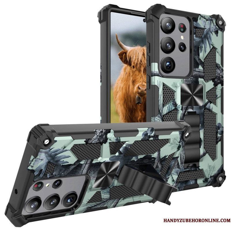 Hoesje voor Samsung Galaxy S23 Ultra 5G Camouflage Verwijderbare Ondersteuning