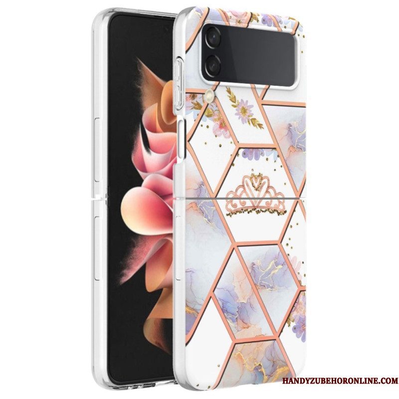 Hoesje voor Samsung Galaxy Z Flip 4 Folio-hoesje Bloemen Marmer