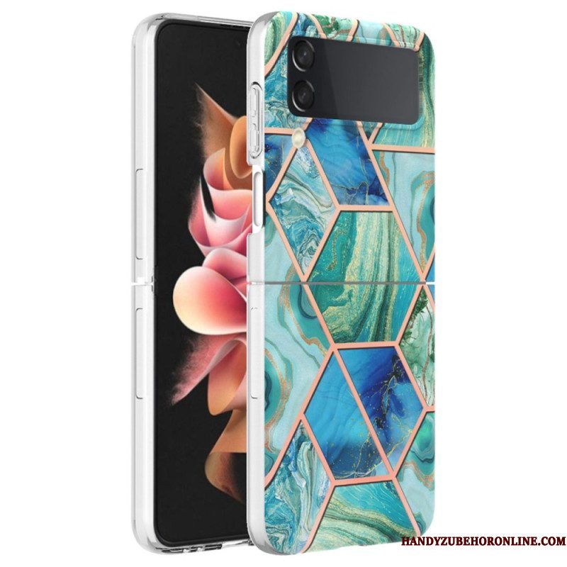 Hoesje voor Samsung Galaxy Z Flip 4 Folio-hoesje Geometrisch Marmer