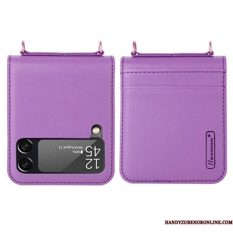 Hoesje voor Samsung Galaxy Z Flip 4 Folio-hoesje Leren Stijl Met Riem