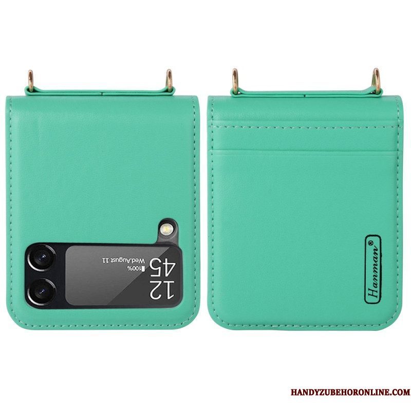 Hoesje voor Samsung Galaxy Z Flip 4 Folio-hoesje Leren Stijl Met Riem