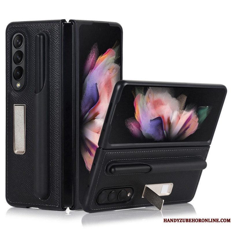 Hoesje voor Samsung Galaxy Z Fold 3 5G Echt Lederen Standaard En Stylushouder