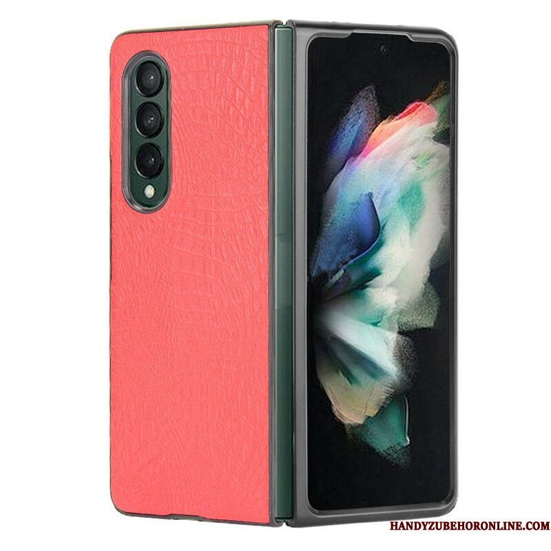 Hoesje voor Samsung Galaxy Z Fold 3 5G Imitatie Krokodillenleer