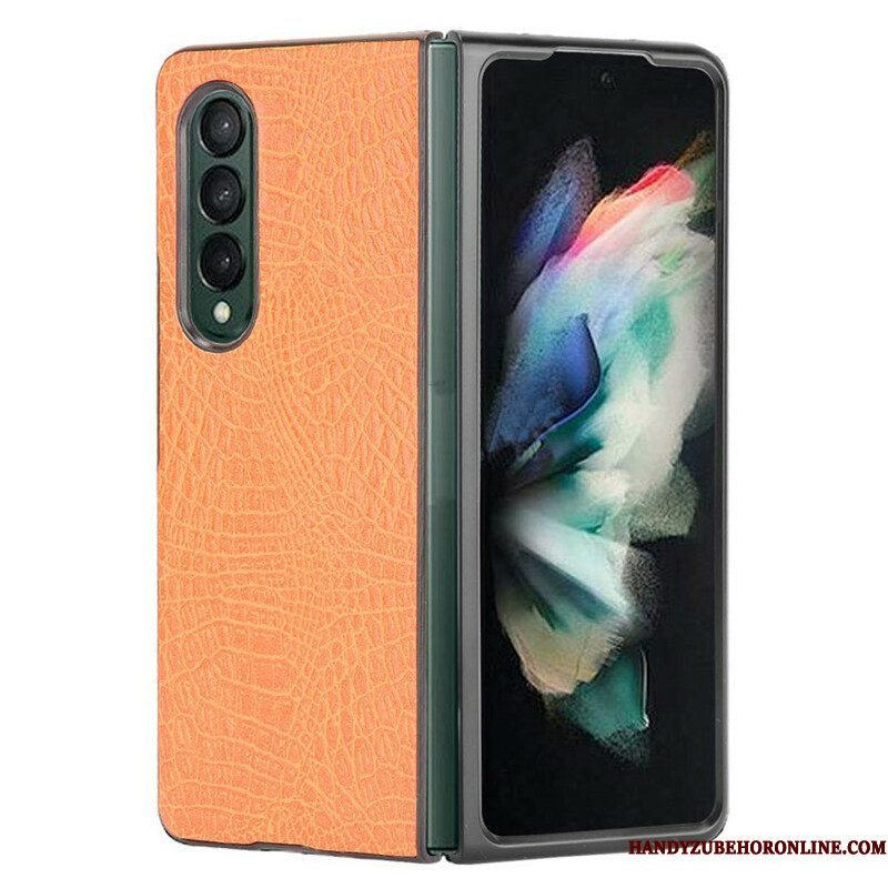 Hoesje voor Samsung Galaxy Z Fold 3 5G Imitatie Krokodillenleer