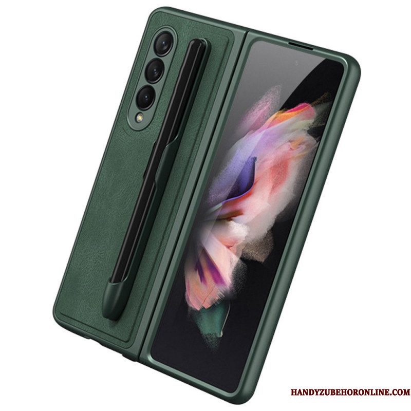 Hoesje voor Samsung Galaxy Z Fold 3 5G Stylushouder Met Leereffect Gkk