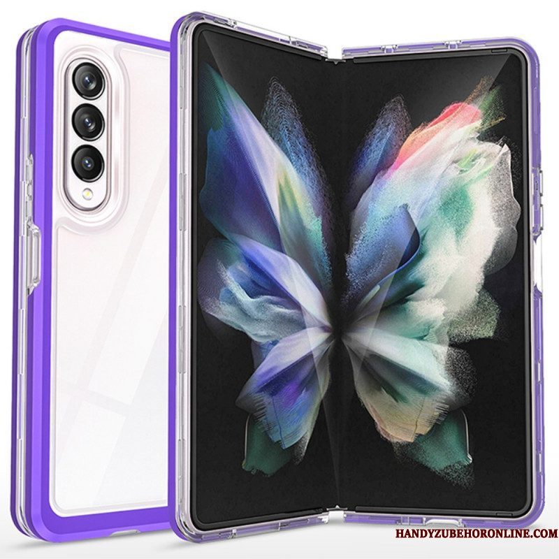 Hoesje voor Samsung Galaxy Z Fold 3 5G Transparante Hybride Gekleurde Randen