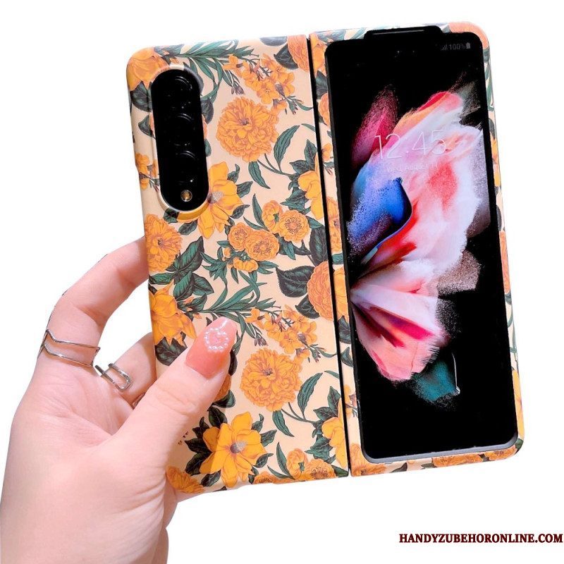 Hoesje voor Samsung Galaxy Z Fold 4 Bloemen Behang