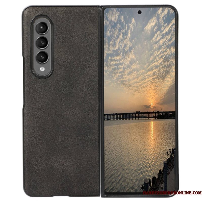 Hoesje voor Samsung Galaxy Z Fold 4 Gecoate Lederen Textuur