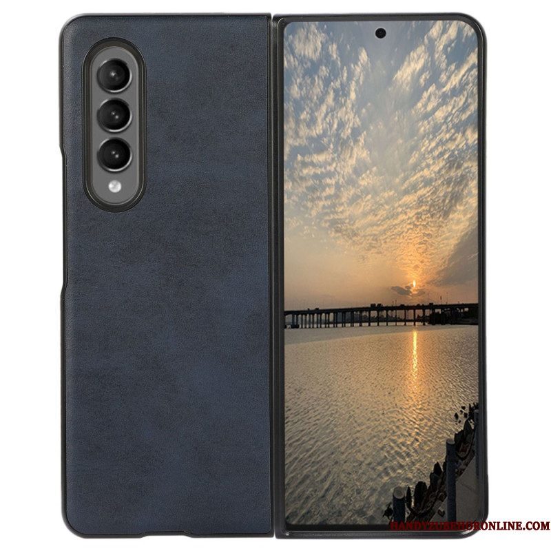 Hoesje voor Samsung Galaxy Z Fold 4 Gecoate Lederen Textuur