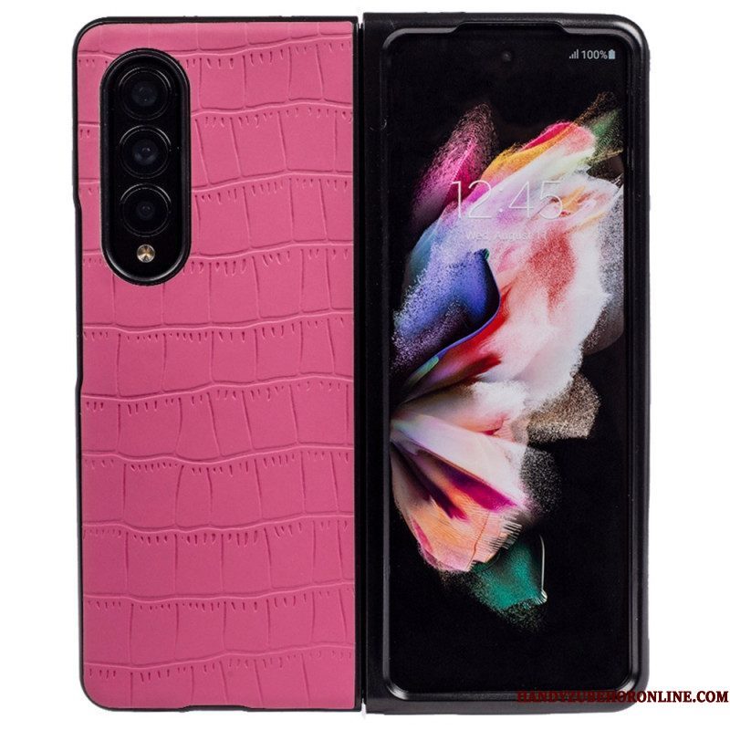 Hoesje voor Samsung Galaxy Z Fold 4 In Reliëf Gemaakte Krokodil
