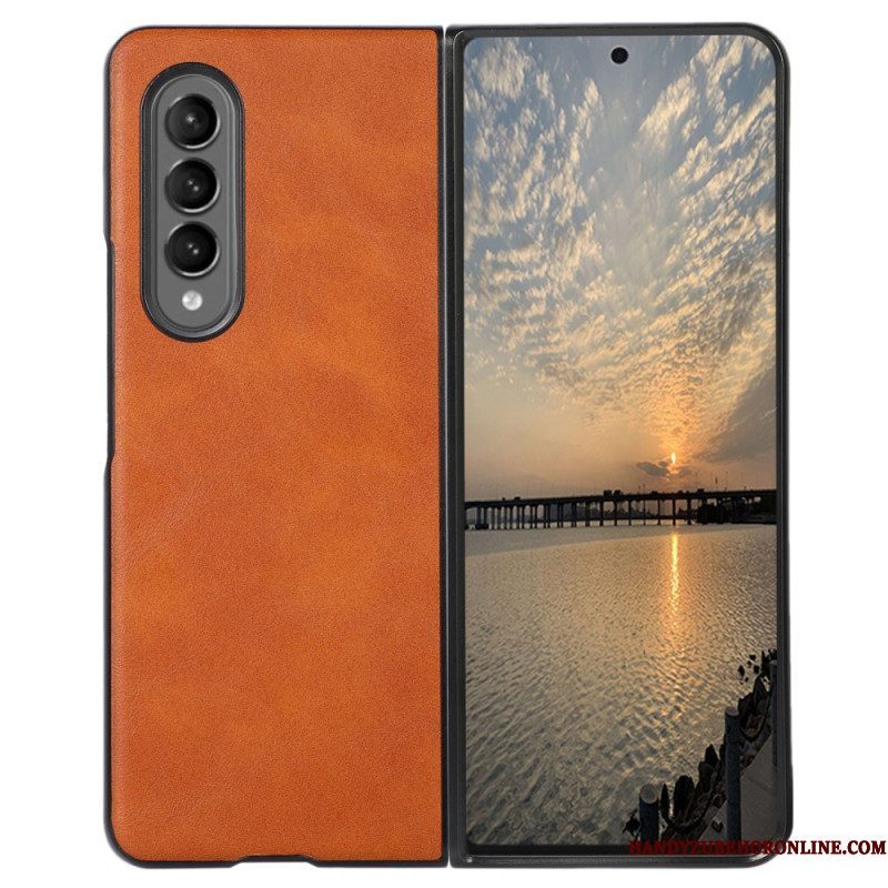 Hoesje voor Samsung Galaxy Z Fold 4 Klassieke Kunstleertextuur