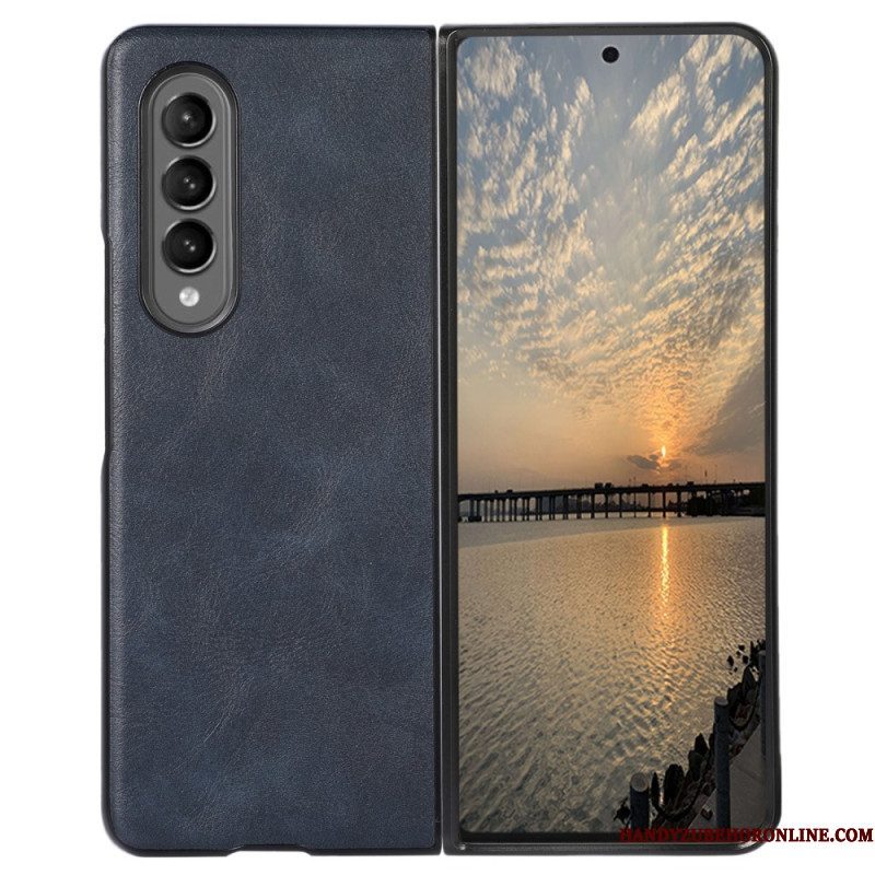 Hoesje voor Samsung Galaxy Z Fold 4 Klassieke Kunstleertextuur