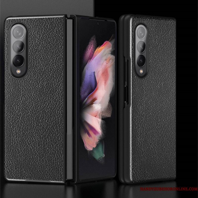 Hoesje voor Samsung Galaxy Z Fold 4 Lychee Gecoat Kunstleer