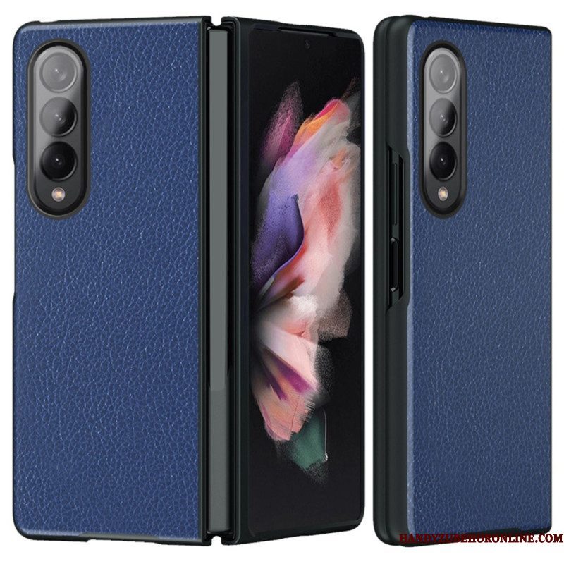 Hoesje voor Samsung Galaxy Z Fold 4 Lychee Gecoat Kunstleer