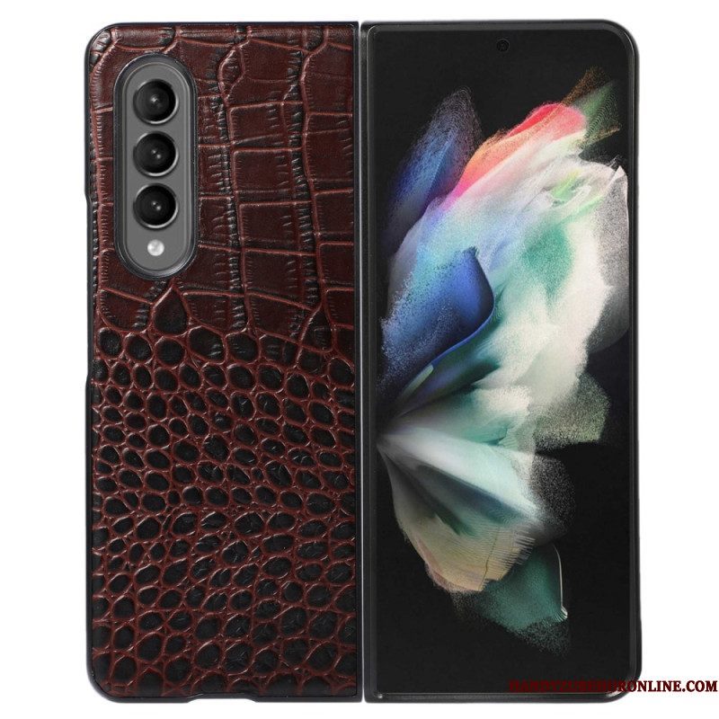 Hoesje voor Samsung Galaxy Z Fold 4 Trendy Echt Leer Met Krokodileffect