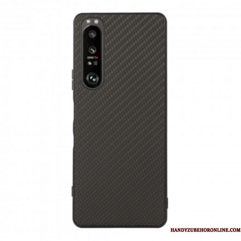 Hoesje voor Sony Xperia 1 III Koolstofvezeltextuur Met Leereffect