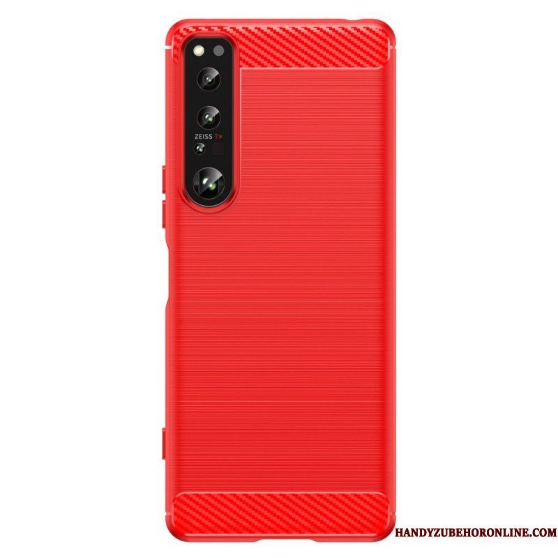 Hoesje voor Sony Xperia 1 IV Geborstelde Koolstofvezel