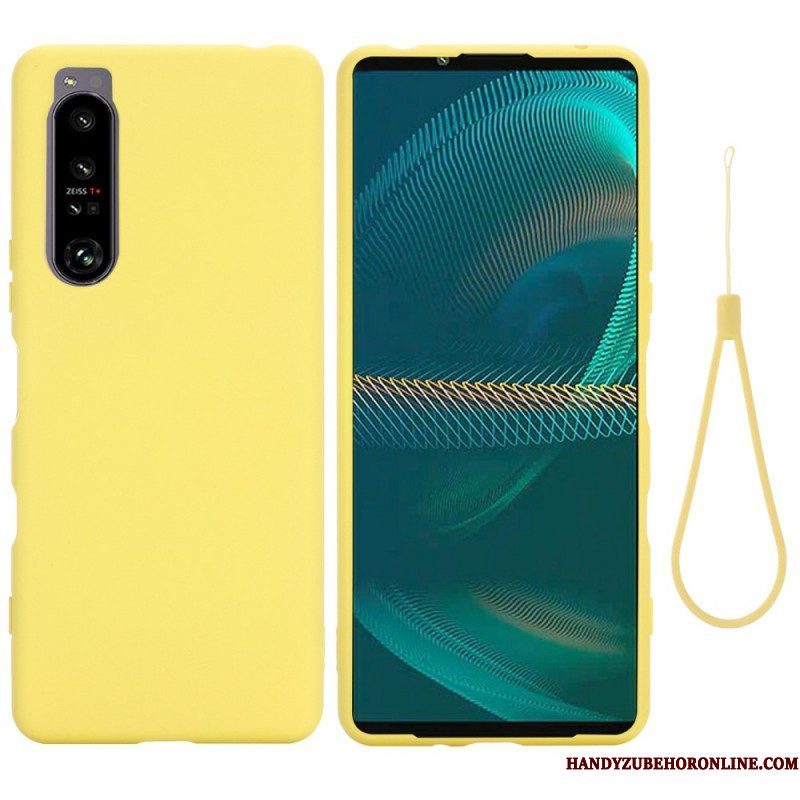 Hoesje voor Sony Xperia 1 IV Met Ketting Vloeibare Siliconen Met Bandjes