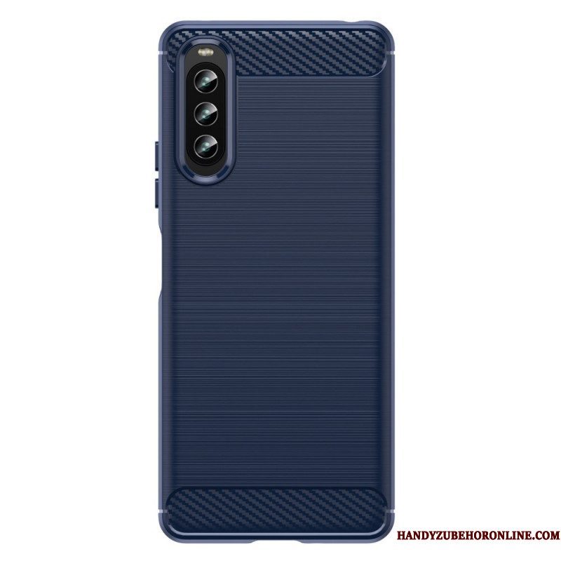 Hoesje voor Sony Xperia 10 IV Geborstelde Koolstofvezel