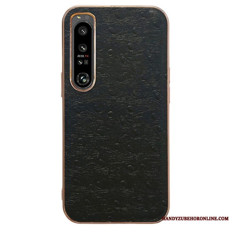 Hoesje voor Sony Xperia 5 IV Echt Leer In Struisvogelstijl