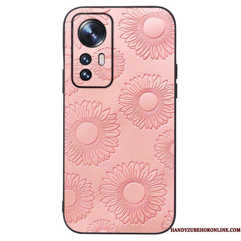 Hoesje voor Xiaomi 12 / 12X Zonnebloemen Van Imitatieleer