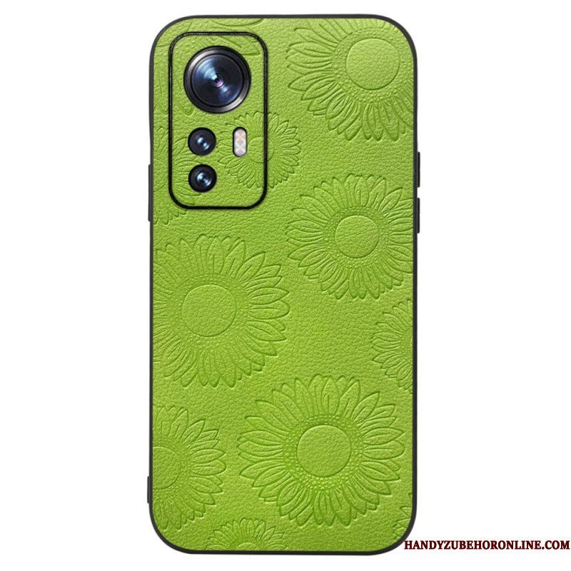 Hoesje voor Xiaomi 12 / 12X Zonnebloemen Van Imitatieleer