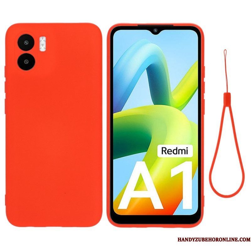 Hoesje voor Xiaomi Redmi A1 Met Ketting Vloeibare Siliconen Met Bandjes