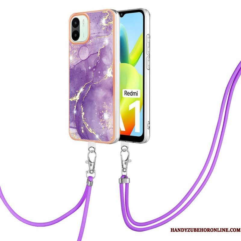 Hoesje voor Xiaomi Redmi A1 Met Koord Trekkoord In Marmeren Stijl