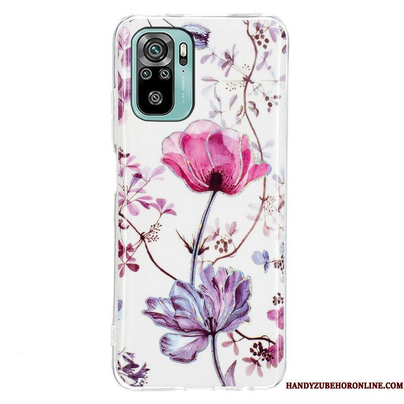 Hoesje voor Xiaomi Redmi Note 10 / 10S Gemarmerde Bloemen