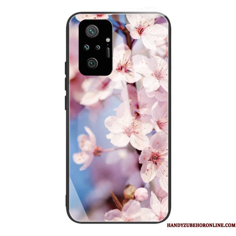 Hoesje voor Xiaomi Redmi Note 10 Pro Gehard Glas Realistische Bloemen