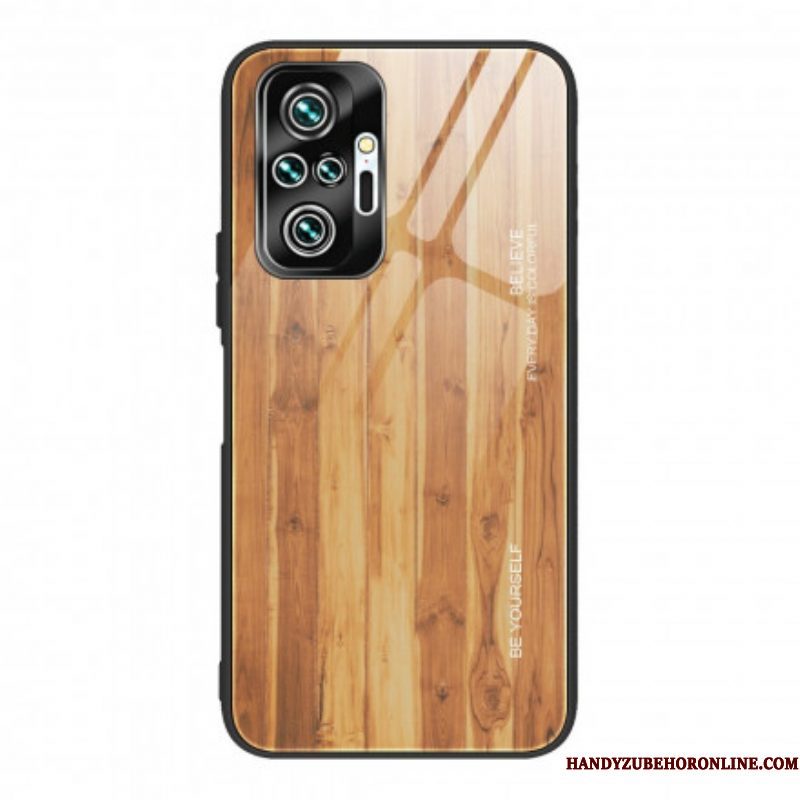 Hoesje voor Xiaomi Redmi Note 10 Pro Houtdesign Gehard Glas