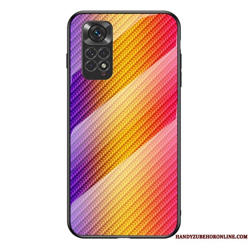 Hoesje voor Xiaomi Redmi Note 11 / 11S Koolstofvezel Gehard Glas