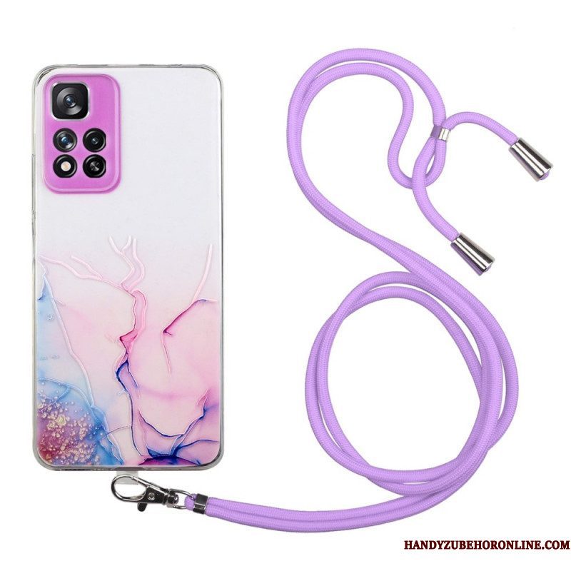 Hoesje voor Xiaomi Redmi Note 11 Pro Plus 5G Met Koord Met Marmeren Koord