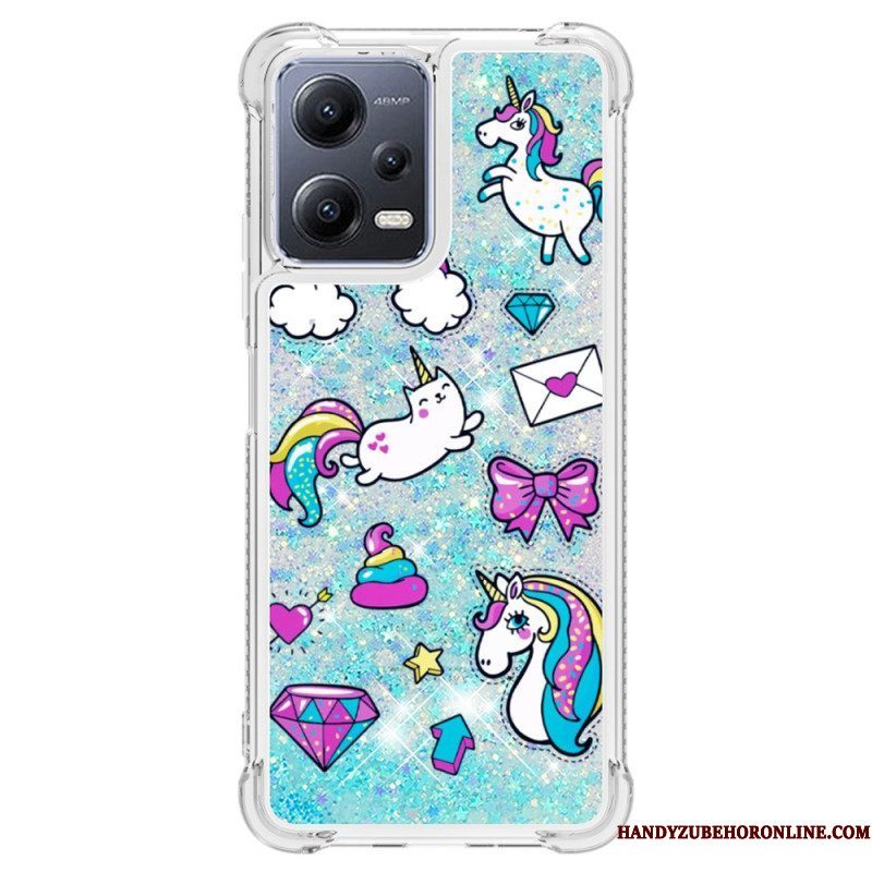 Hoesje voor Xiaomi Redmi Note 12 5G Glitter Eenhoorns