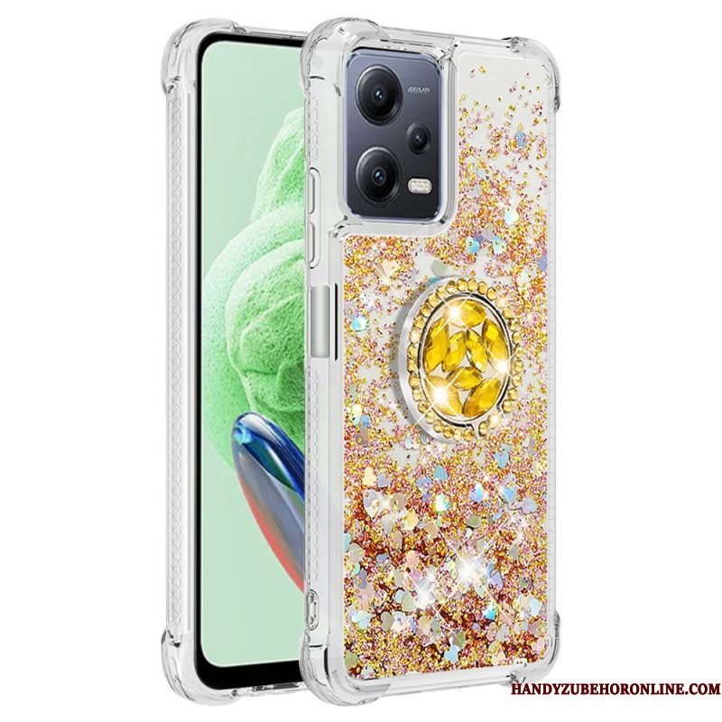 Hoesje voor Xiaomi Redmi Note 12 5G Ringstandaard Met Kleurrijke Pailletten