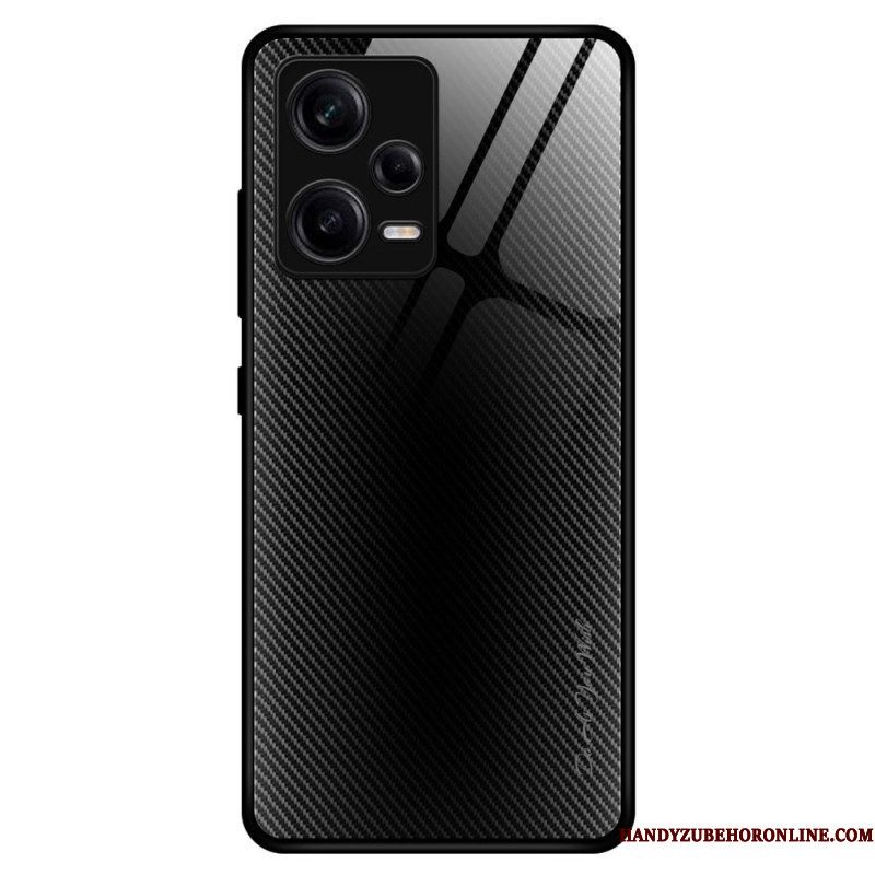 Hoesje voor Xiaomi Redmi Note 12 Pro Koolstofvezel Gehard Glas