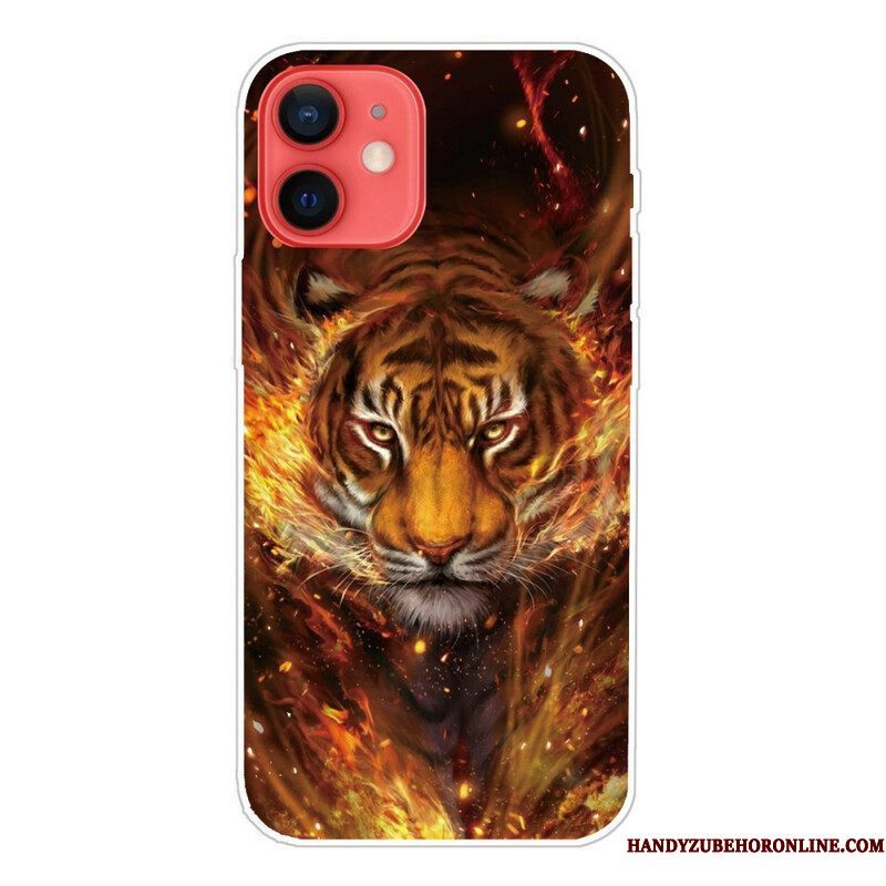 Hoesje voor iPhone 13 Mini Flexibele Tijger