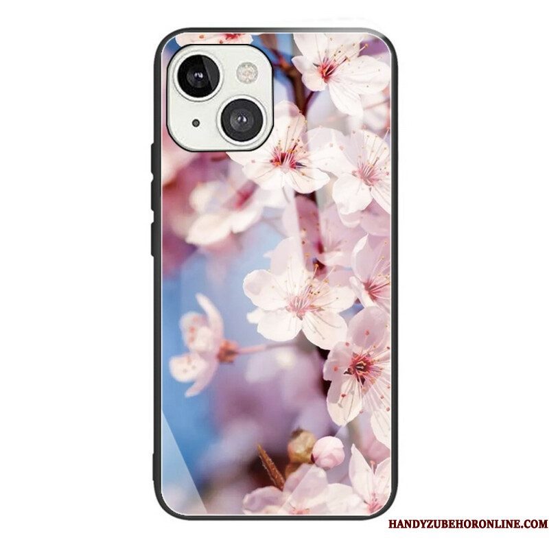 Hoesje voor iPhone 13 Mini Gehard Glas Realistische Bloemen