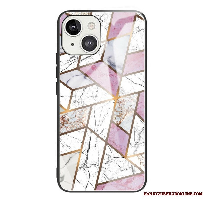 Hoesje voor iPhone 13 Mini Geometrie Marmer Gehard Glas