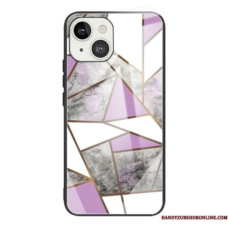 Hoesje voor iPhone 13 Mini Geometrie Marmer Gehard Glas