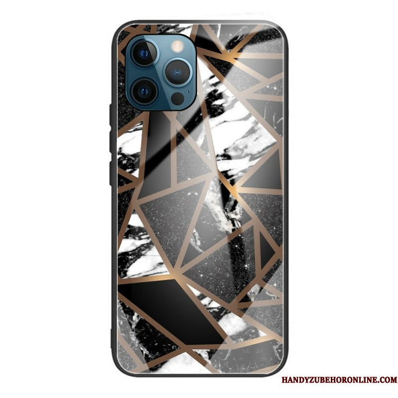 Hoesje voor iPhone 13 Pro Geometrie Marmer Gehard Glas