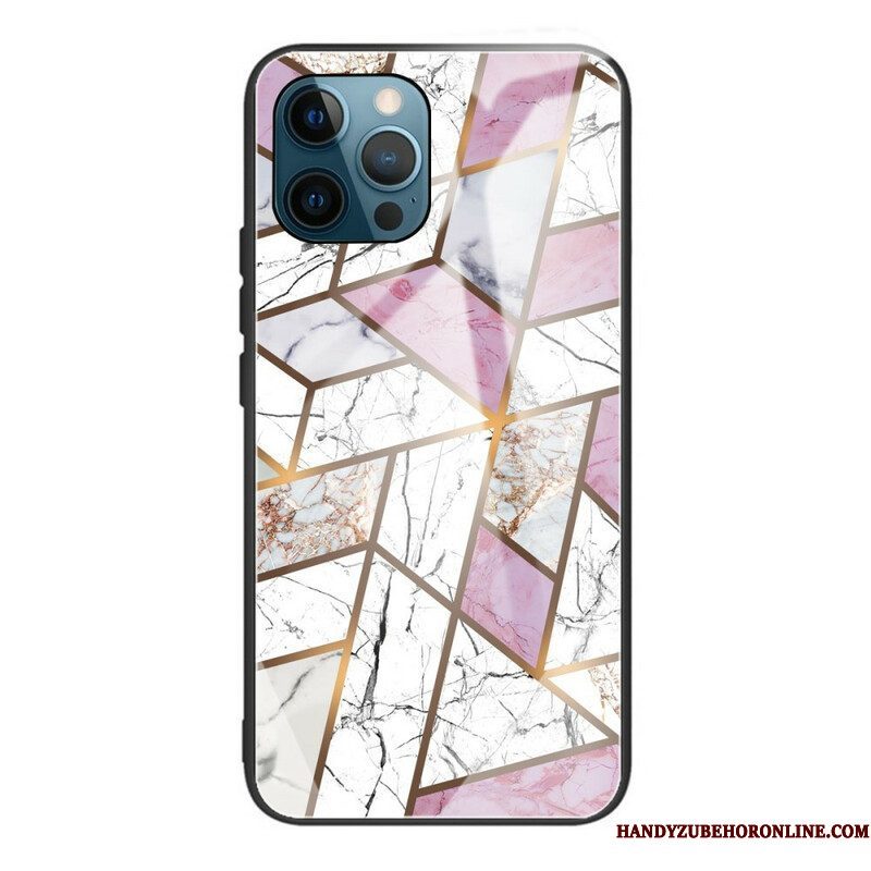 Hoesje voor iPhone 13 Pro Geometrie Marmer Gehard Glas