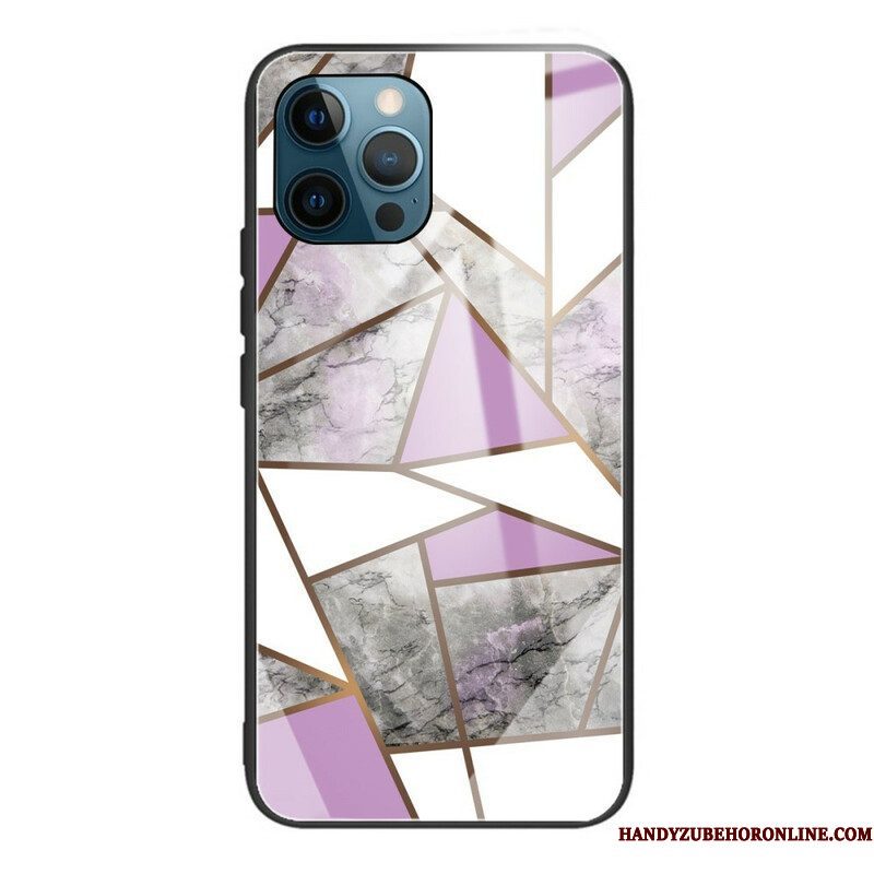 Hoesje voor iPhone 13 Pro Geometrie Marmer Gehard Glas